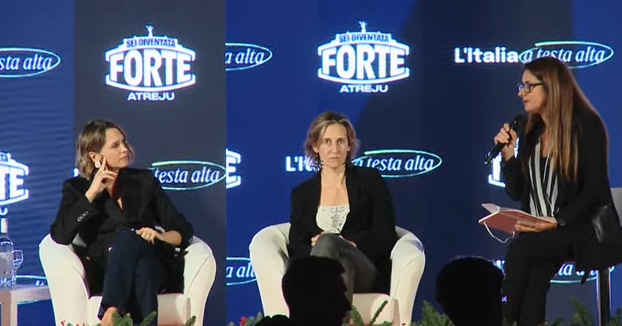 Da destra Paola Ferazzoli,&igrave; Laura Bononcini e Francesca Barra Atreju Tv