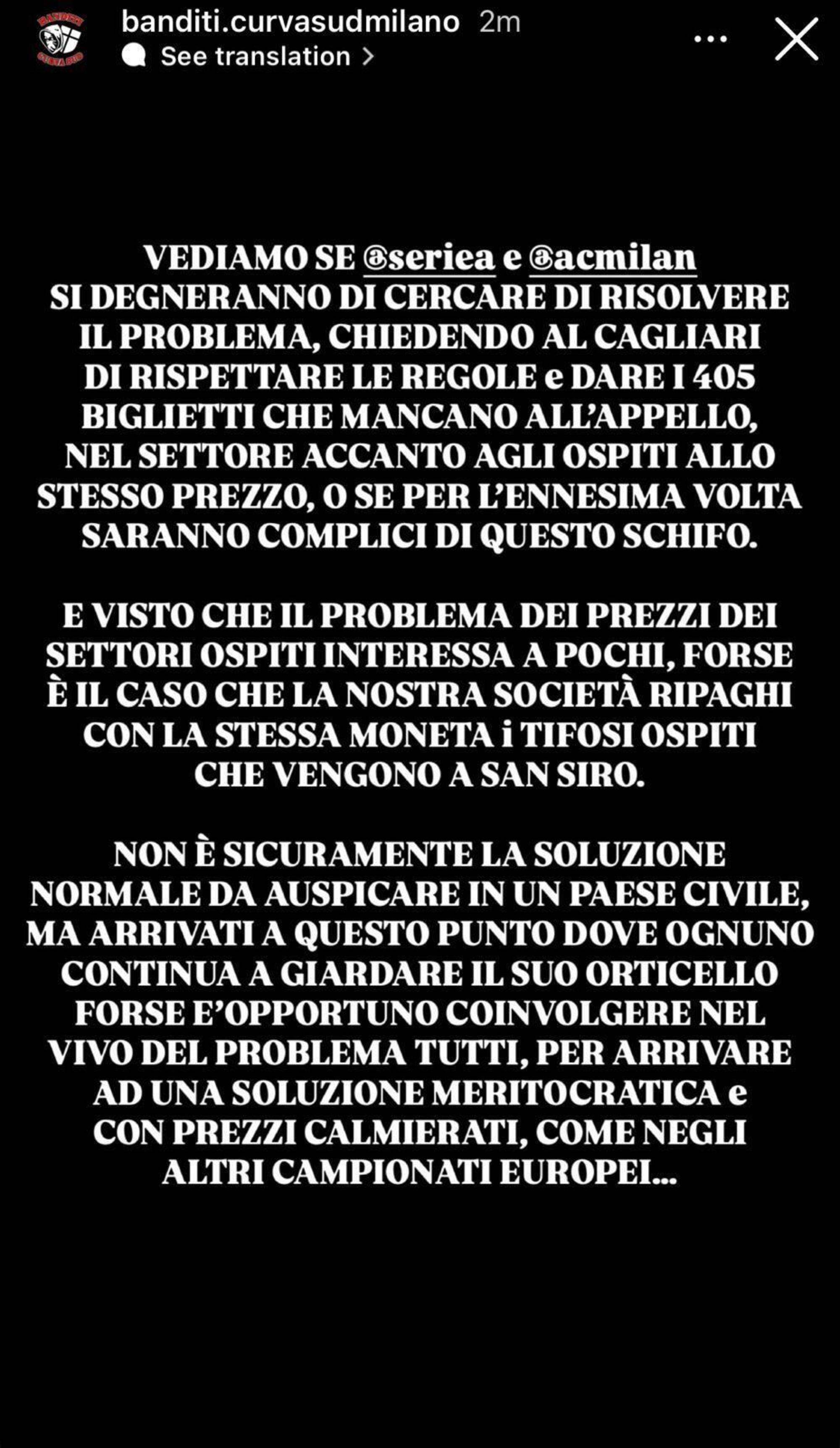 La curva Sud chiede risposte