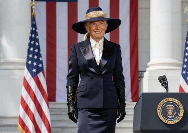 Donald Trump &egrave; il vero trans: trucco eccessivo, denti finti, smorfie. Nel suo siparietto il vero bersaglio sono le donne. La Destra e il "trauma" Caitlyn Jenner