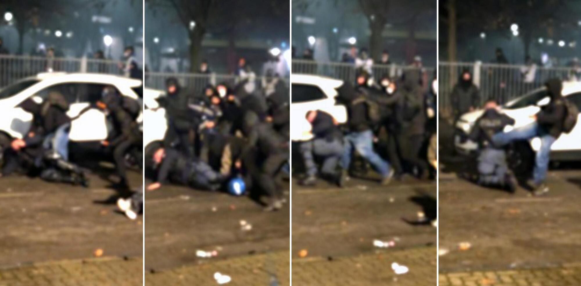 L'agente colpito dai manifestanti