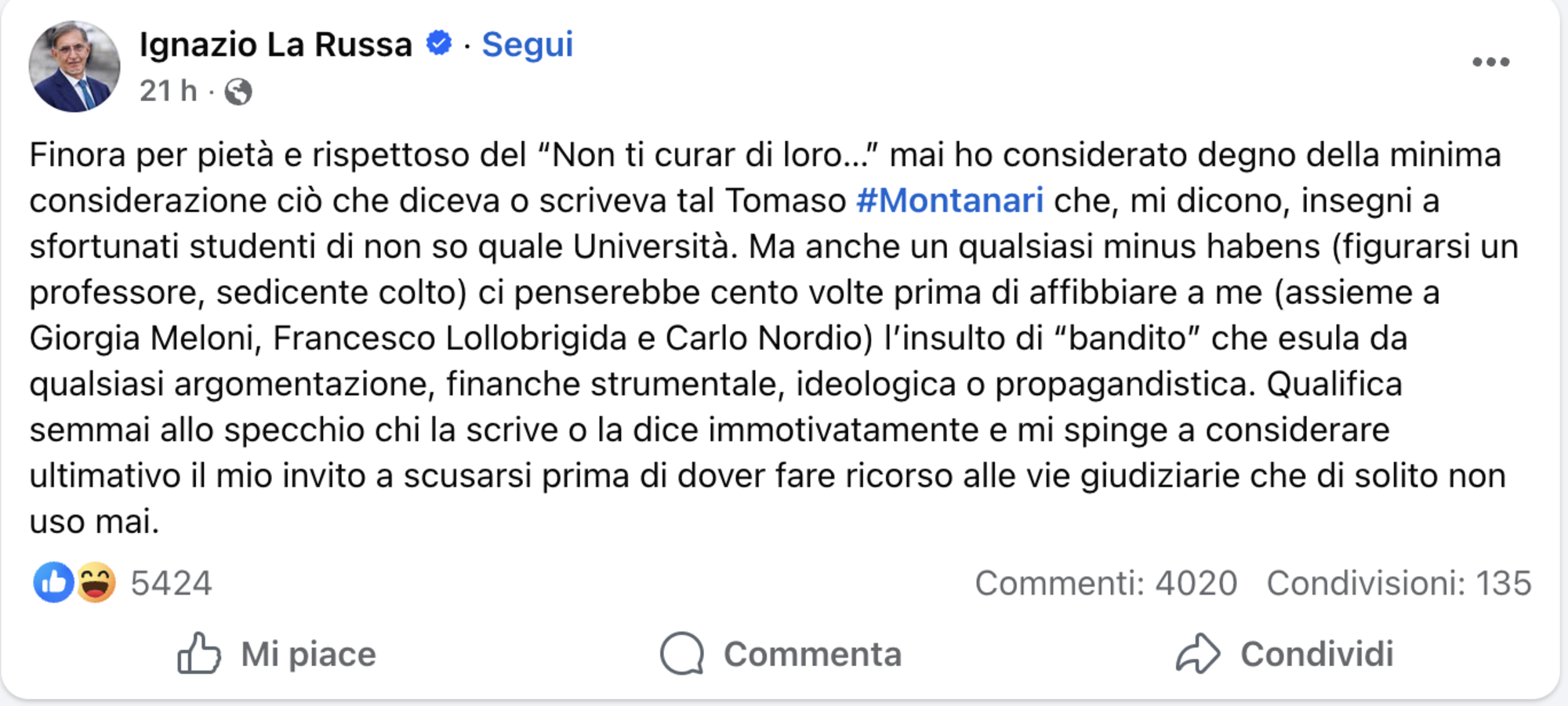 Il post di Ignazio La Russa