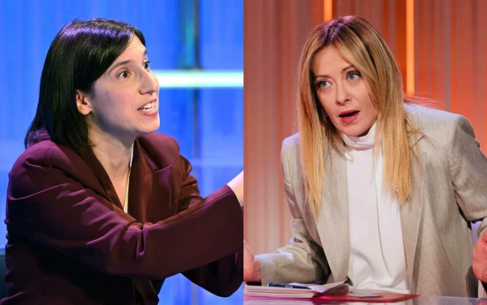 Giorgia Meloni e Elly Schlein da Mentana