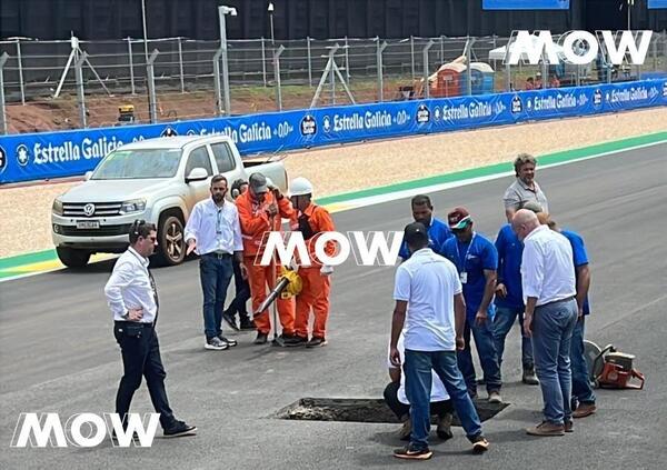 Signori, siamo alla follia: a Goiania si &egrave; aperta una voragine in curva 14, Sprint della MotoGP a rischio. Saltano Moto2 e Moto3