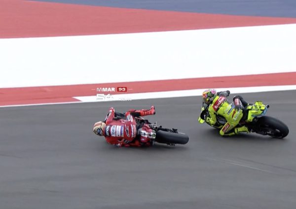Duro confronto in sala stampa tra Marc Marquez e Fabio Di Giannantonio dopo l&rsquo;incidente nella Sprint di Austin. Long lap penalty per lo spagnolo