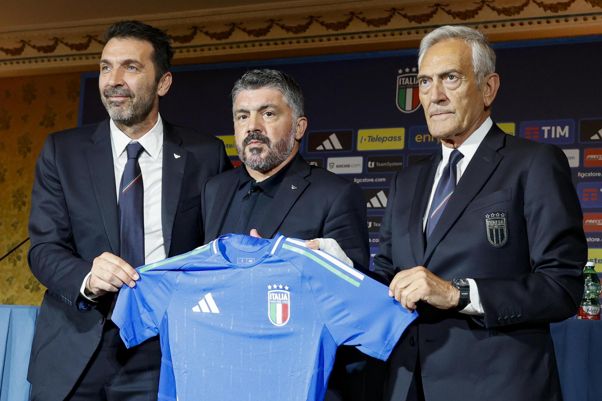 Gigi Buffon, Gennaro Gattuso e Gabriele Gravina