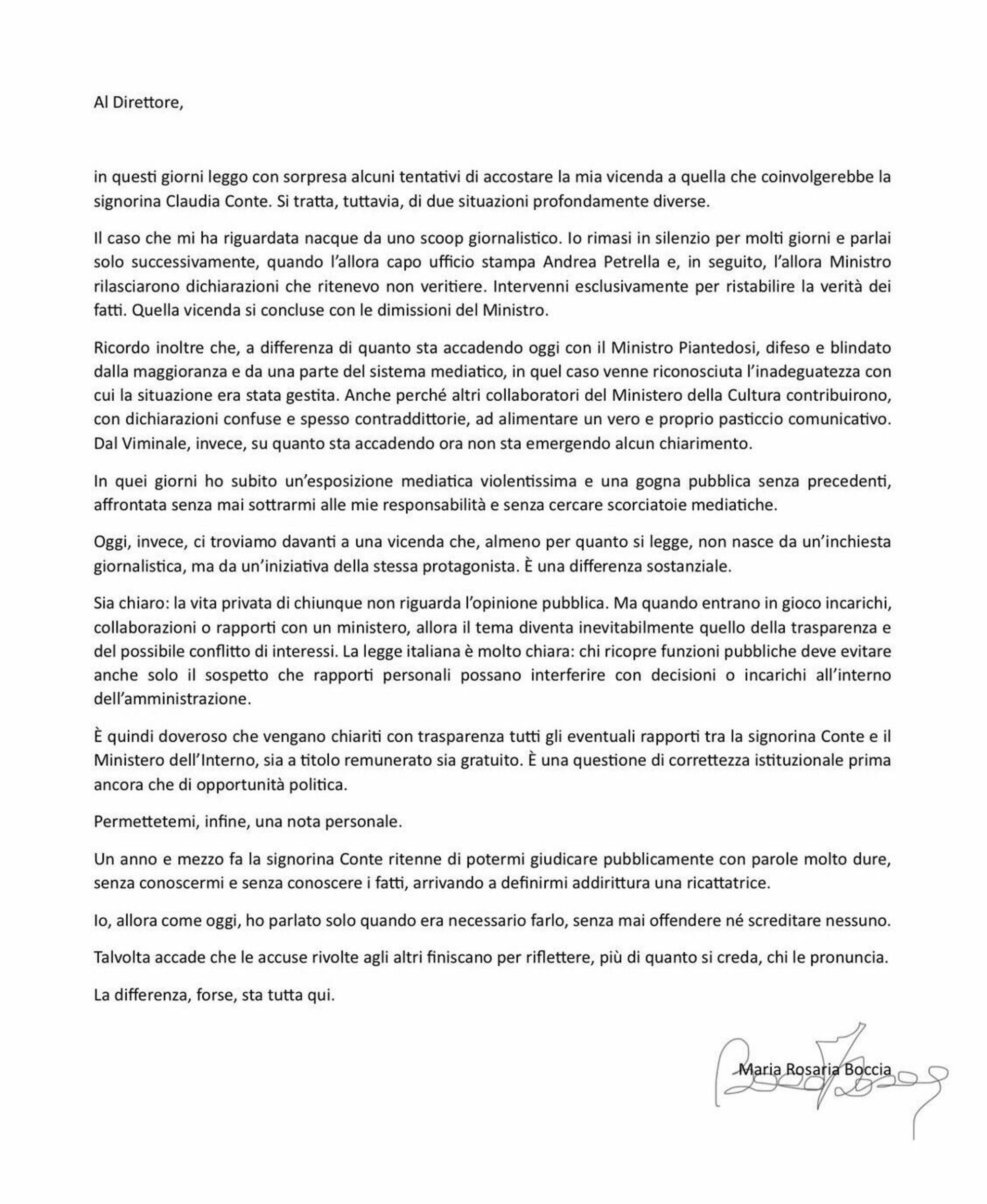 La lettera di Maria Rosaria Boccia ai giornali