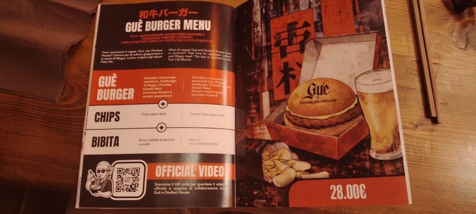 Il Gu&eacute; Burger men&ugrave; 