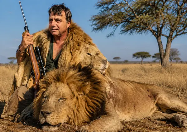 Lavitola ha sborsato 9mila dollari (della sua societ&agrave; Future Awaits) per cacciare leoni in Africa. I documenti della passione di Valterino per i safari